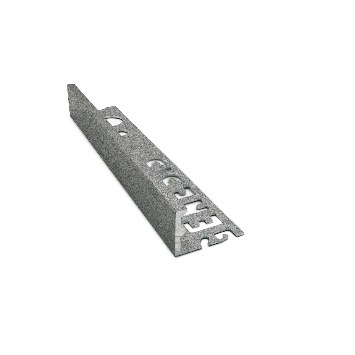 Genesis ESA aluminium straight edge tile trim in Urban Stone effect finish, 12mm depth, 2.5m length