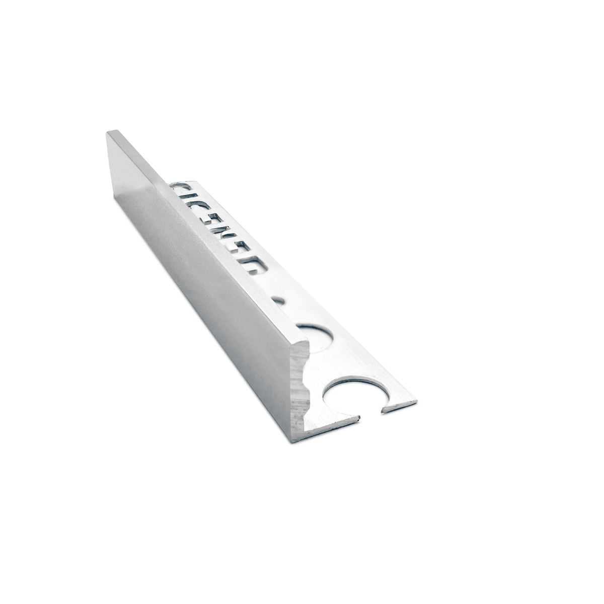 Genesis ESA aluminium straight edge tile trim in Matt Silver finish, 15mm depth, 2.5m length