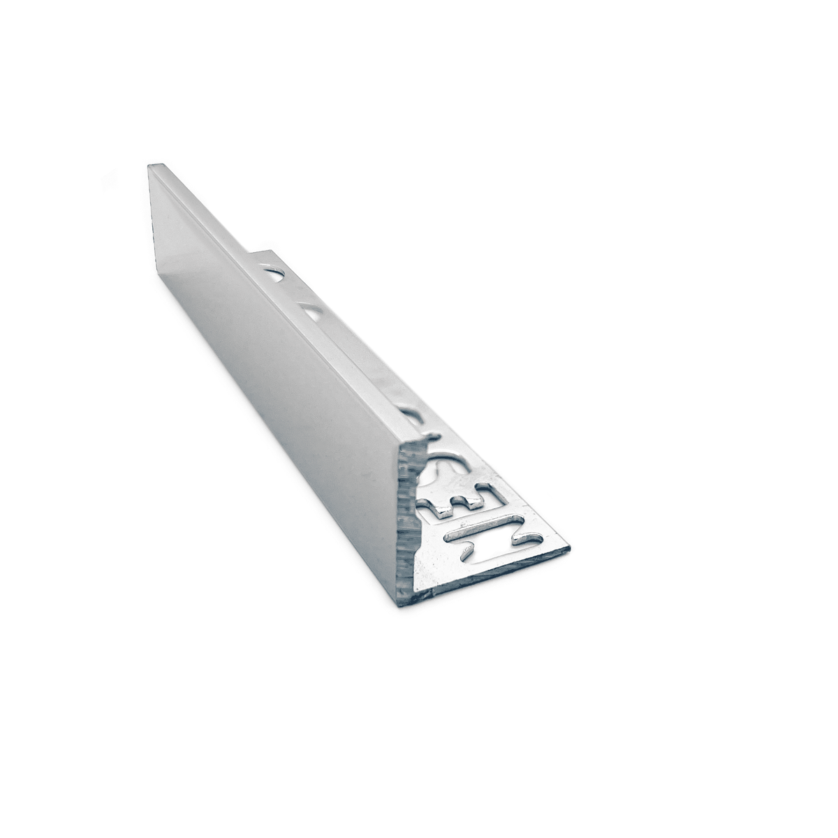 Genesis ESA aluminium straight edge tile trim in Bright Silver finish, 18mm depth, 2.5m length