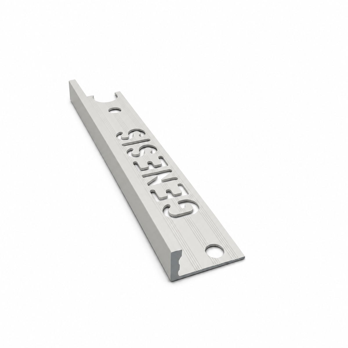 Genesis ESP grey PVC straight edge tile trim 2.5m length front view