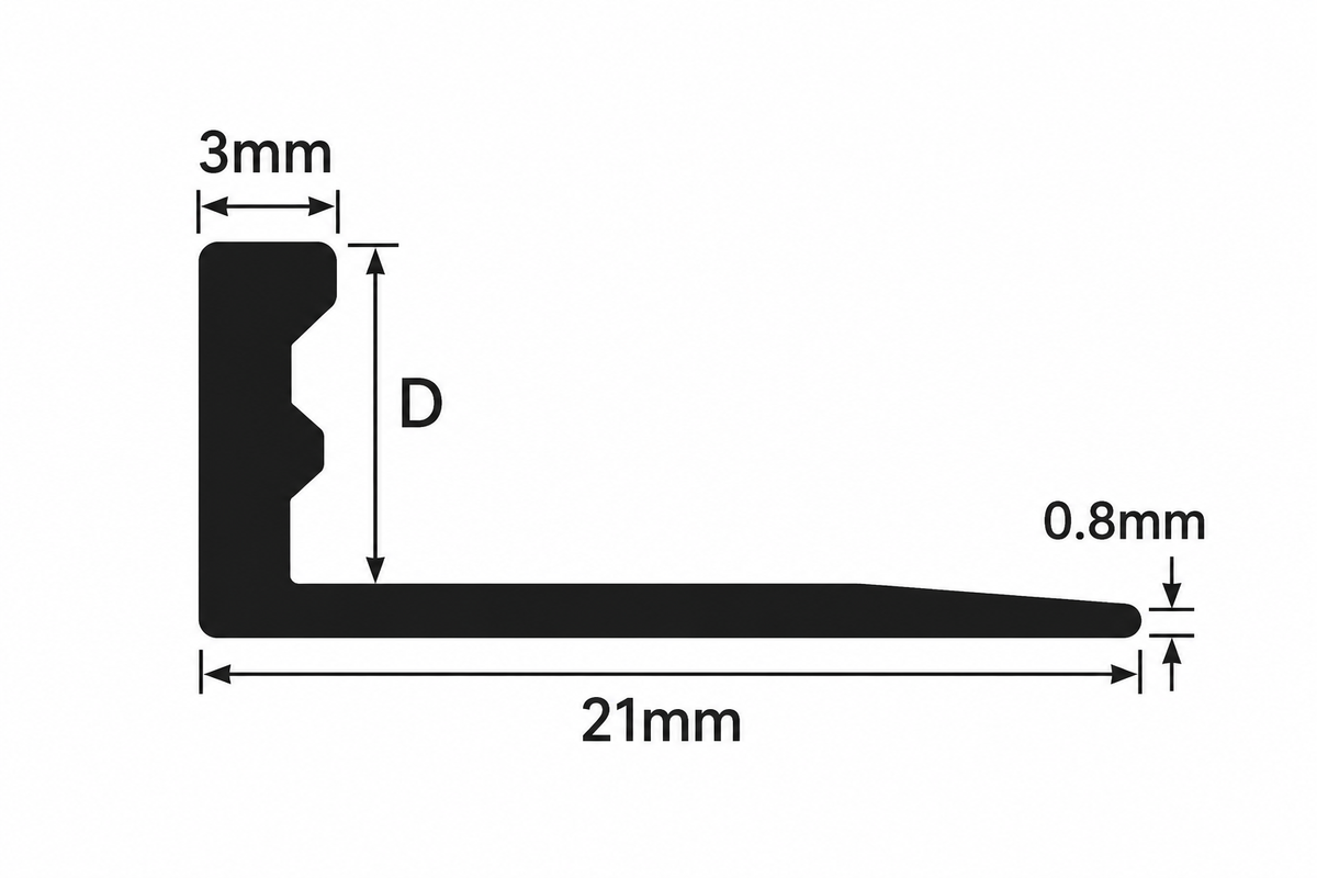 Genesis ESA aluminium straight edge tile trim profile dimensions diagram