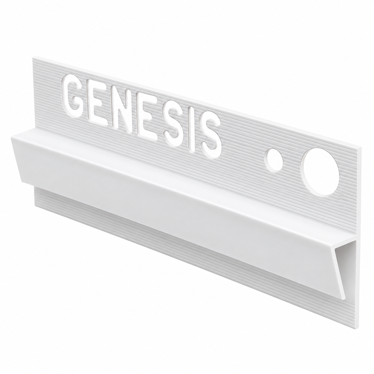 Genesis EVC080.01 white PVC vinyl to tile capping trim 15 x 8mm, 2.5m length