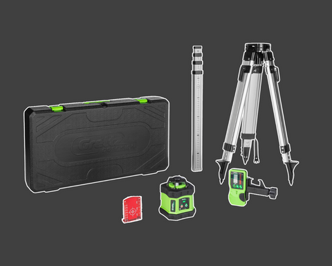 Grettz G60 Red Beam Rotary Laser Kit inc Tripod, Staff and Receiver