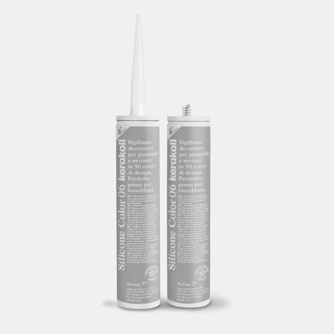 Kerakoll Silicone Colour grout-matched silicone sealant cartridge for sealing tile expansion joints and wall-floor junctions