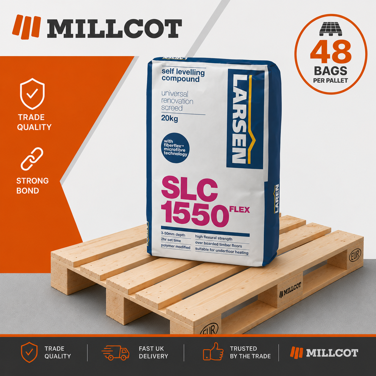 Larsen SLC 1550 Flexible Self Levelling Compound 20kg – Full Pallet (48 Bags)