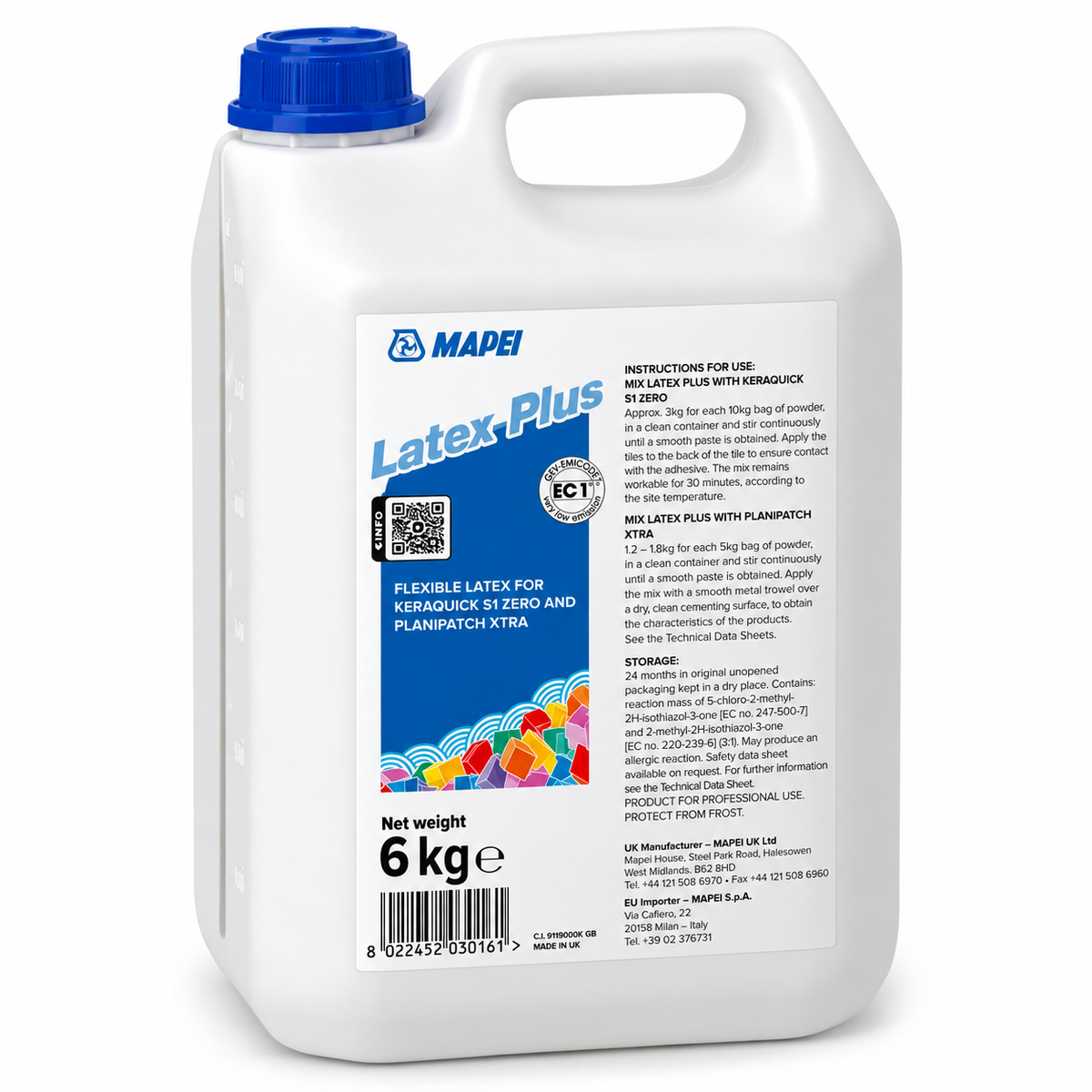 Mapei Latex Plus 6kg drum front view