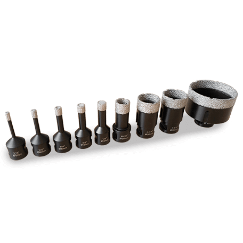 M14 MILLCOT Diamond Cores — main packshot of the dry-cut diamond core set for porcelain and hard-tile drilling.