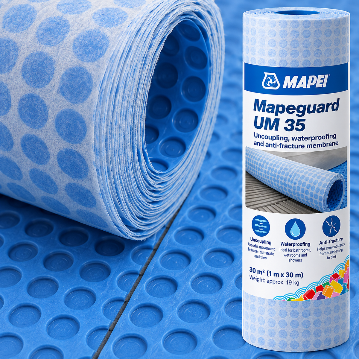 Mapei MAPEGUARD UM 35 uncoupling waterproofing and anti-fracture membrane 30m² roll