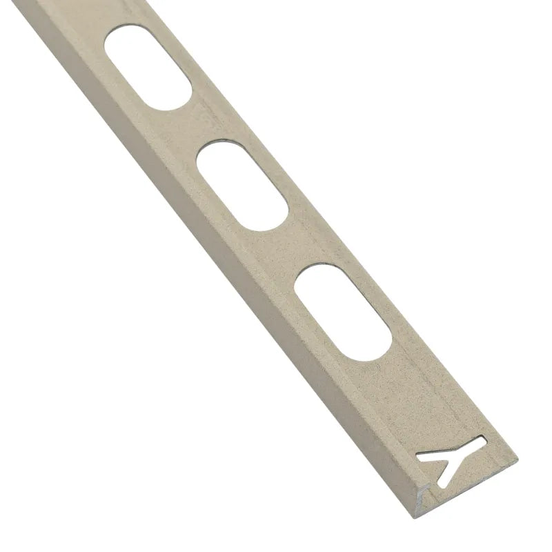 Beava Classic L-shape tile trim in Saturn Sand finish — front view from the Beava Space Series colour range.