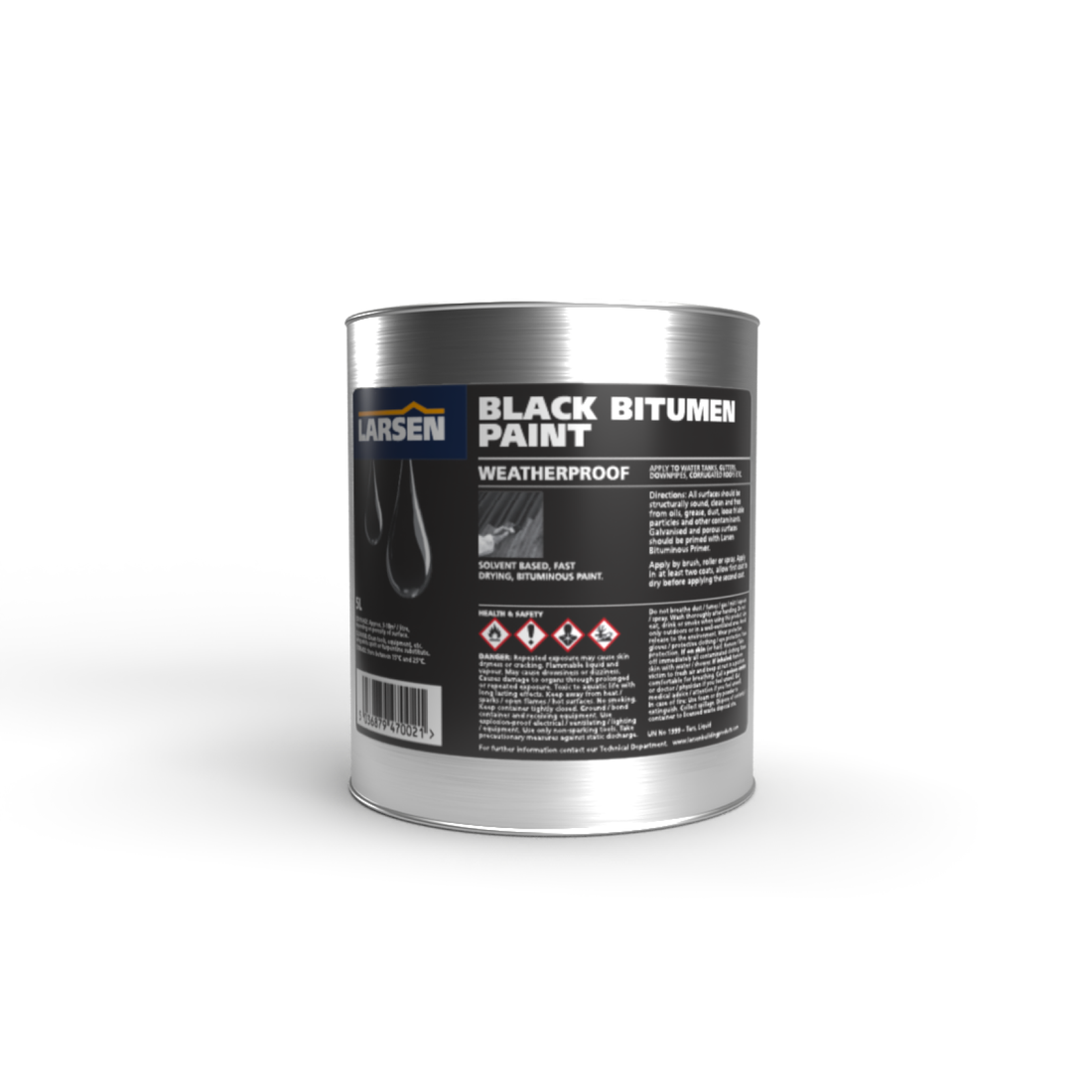 Larsen Black Bitumen Paint 5L - Waterproof Coating | Millcot