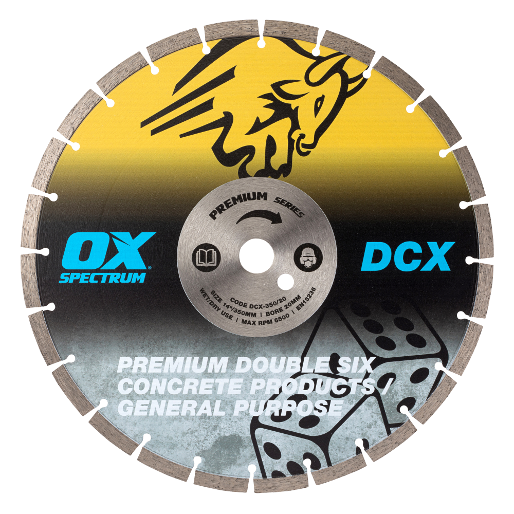 Spectrum Plus Double Six diamond blade — main packshot of the mid-tier mixed-material cutting blade for masonry, porcelain, and ceramic.