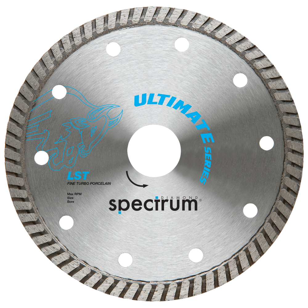 Spectrum Ultimate Thin Turbo diamond blade — main packshot of the porcelain-focused thin-kerf cutting blade for angle grinders and tile saws.