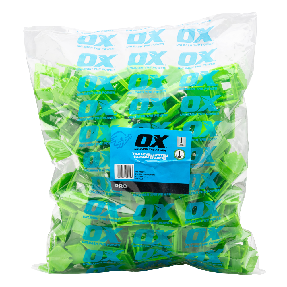 OX Pro Levelling Spacers — alternative angle of the same joint-width variant showing the back-of-pack detail.