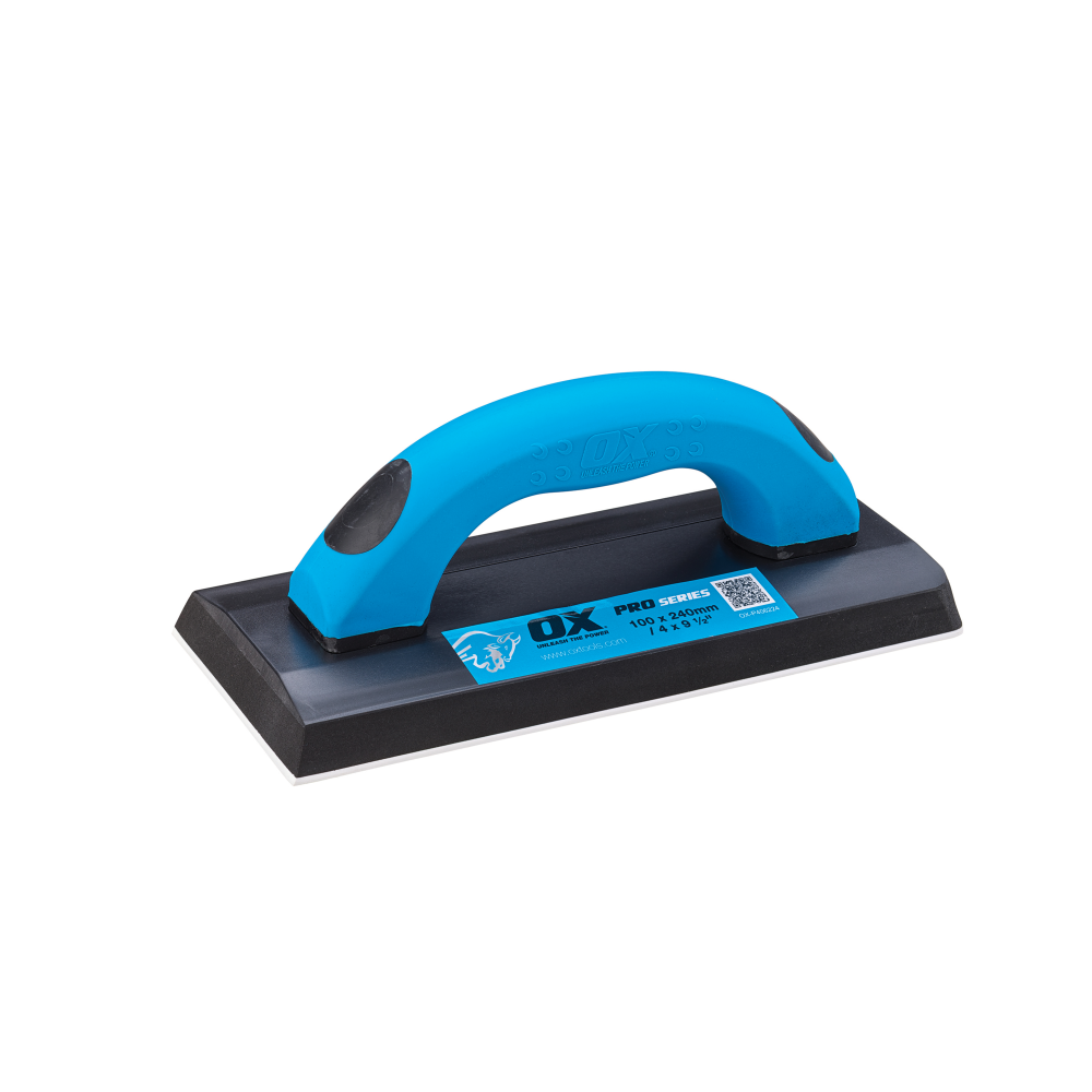 OX Pro Soft Grout Float — main packshot of the 100 x 240mm rubber-faced grout float used for tile grouting and finishing.